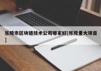 乐陵市区块链技术公司哪家好[乐陵重大项目]